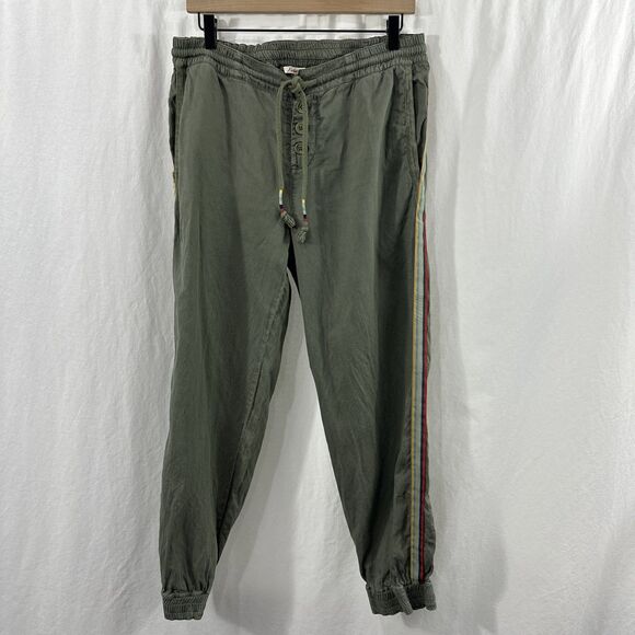 Faherty Side Striped Green Jogger Pants Womens Size L Casual Beach Preppy - Picture 1 of 14